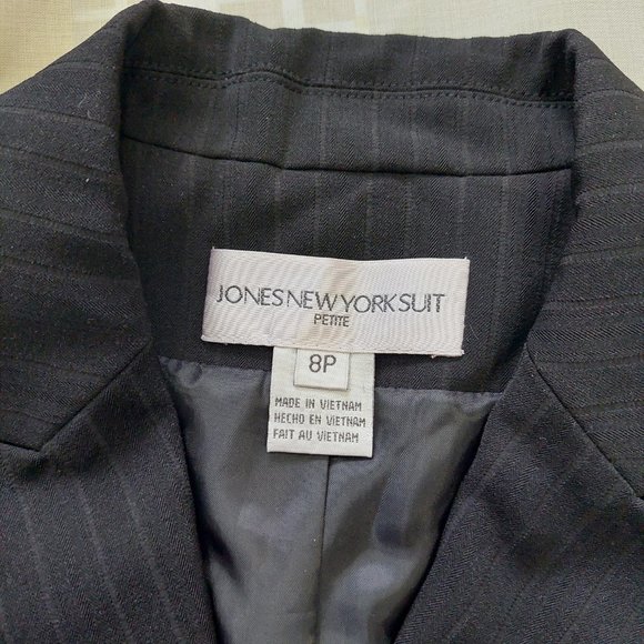 Jones New York Black Business PinStripe Stretchy Pants Blazer Suit Set, Sz 8P - Picture 7 of 16